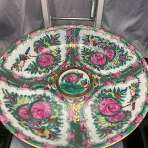 Chinese Famille Rose 9.25” Hand Painted Porcelain Bowl